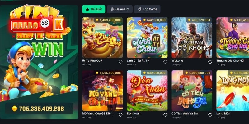 Sân chơi với hệ thống game siêu hot hit 